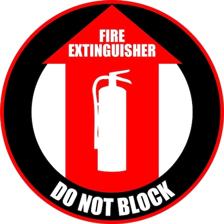 5S Supplies Fire Extinguisher Do Not Block 12in Diameter Non Slip Floor Sign FS-FIREDNB-12